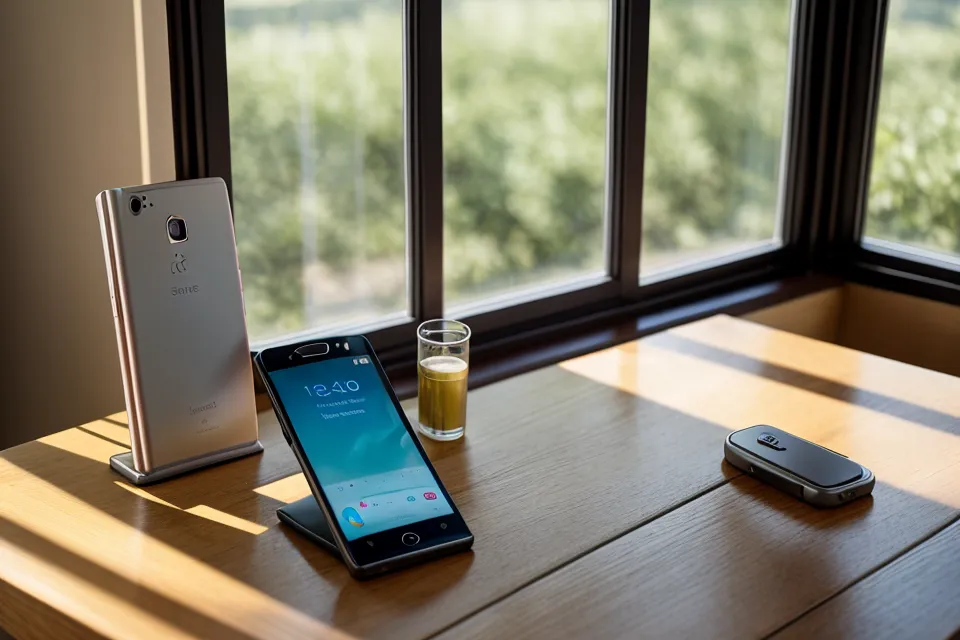 Ein Smartphone zeigt eine Bestätigungs-E-Mail für ein Business Class Upgrade an.