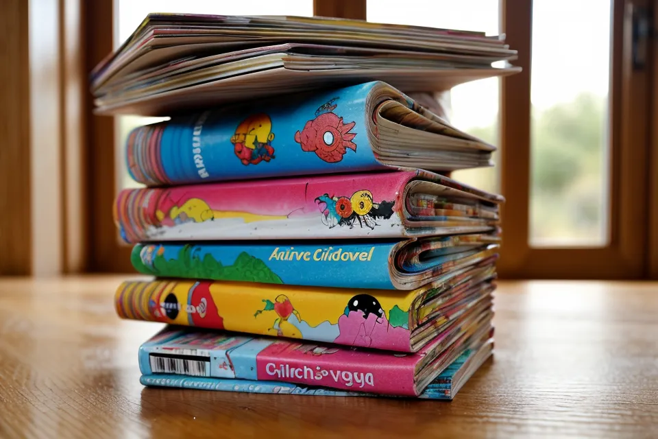 Kinderzeitschriften und eine Lufthansa Kreditkarte auf einem Tisch.